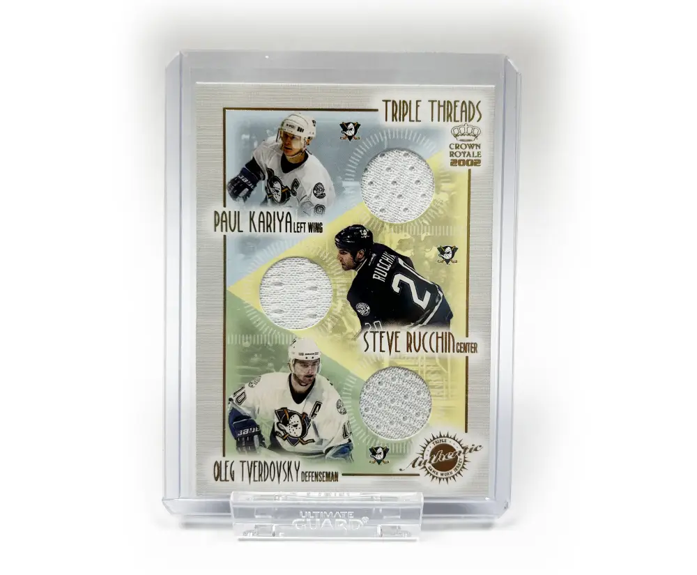 Paul Kariya, Steve Rucchin, Oleg Tverdovsky Triple Threads Memorabilia Card